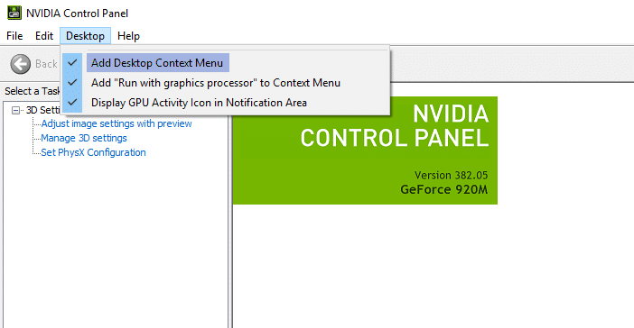 nvidia control panel can t find